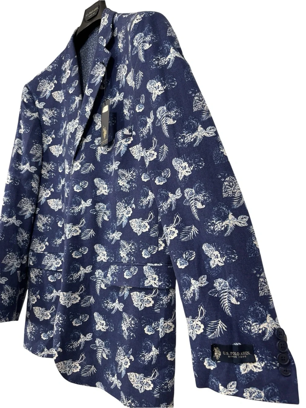 US Polo Assn NWT Blue Floral Suit Jacket Blazer Sport Coat Size 48R Men’s